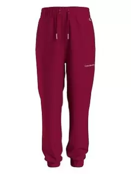 Image of Calvin Klein Jeans Girls Logo Sweatpants - Berry Size Age: 10 Years, Women