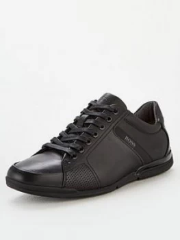 Image of Hugo Boss Athleisure Saturn Leather Trainers Black Size 10 Men