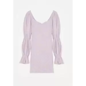 Missguided Milkmaid Puff Sleeve Mini Dress Ls Ditsy - Purple