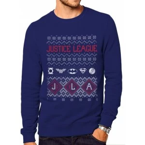 Image of DC Originals - Justice League Fair Isle Mens Small Christmas Jumper - BlueSLE|S
