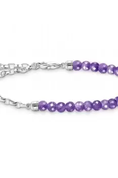 Image of Ladies Thomas Sabo Jewellery Charm Holder Link Bracelet With Violet Beads A2130-007-13-L19V