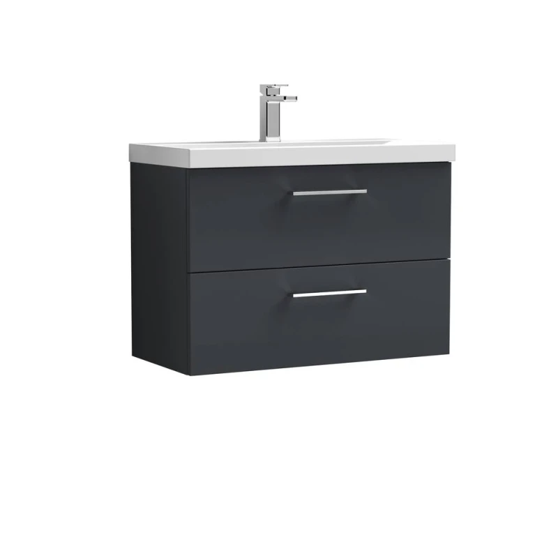 Image of Balterley Bathroom 2 Soft Close Drawers Wall Hung Vanity Unit, Dark Grey, 800mm in Grey Grey Unisex