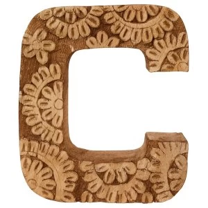 Image of Letter C Hand Carved Wooden Flower
