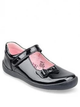 Image of Start-rite Girls Giggle Strap School Shoes - Black Patent, Size 1 Older