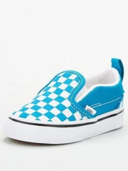 image of Vans Slip-On V Checkerboard Toddler Plimsolls - Blue/White