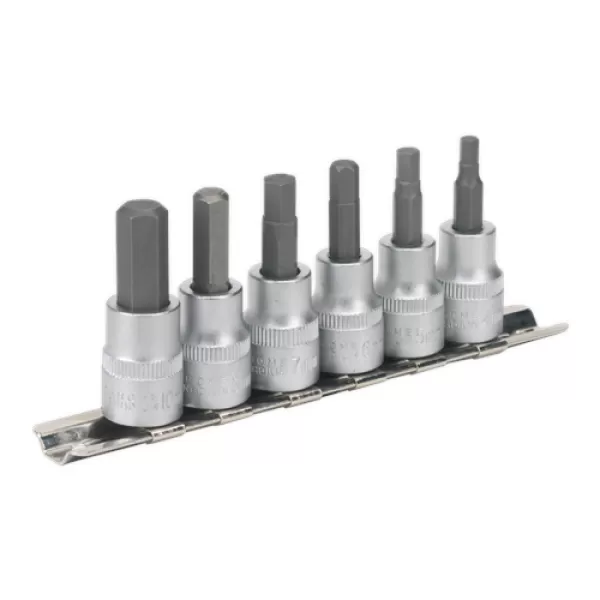 Image of Genuine SEALEY AK656 Hex Key Socket Set 6pc 3/8Sq Drive Metric
