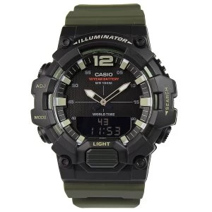 image of Analogue-Digital Combination Watch with Green Resin Strap