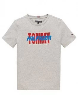 image of Tommy Hilfiger Boys Short Sleeve Alpine Logo T-Shirt - Grey