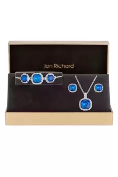 Image of Silver Plated And Bermuda Blue Trio Set - Gift Boxed