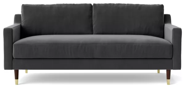 Image of Swoon Rieti Velvet 2 Seater Sofa - Granite Grey