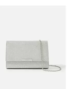 image of Accessorize Lurex Box Clutch, Silver, Women