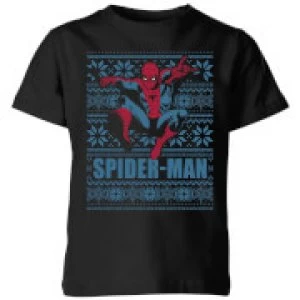 Image of Marvel Spider-Man Kids Christmas T-Shirt - Black - 11-12 Years