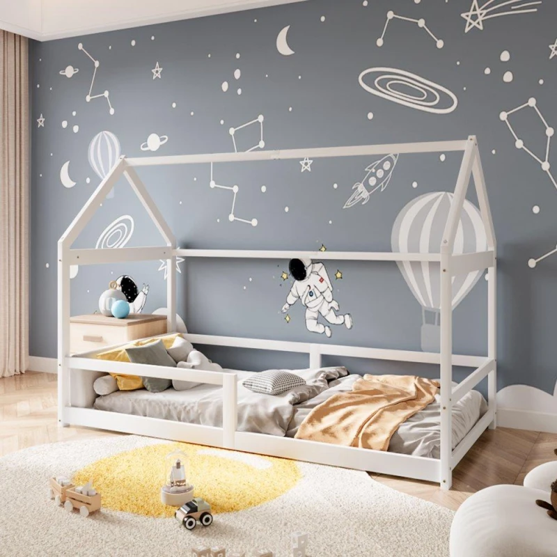 Image of Kabinet UK Kids Pine Wood House Bed White unisex One size