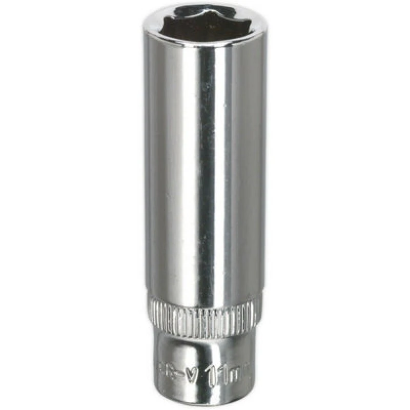 Image of Loops 11mm Forged Steel DEEP Drive Socket - 1/4" Square Drive Polished Chrome Vanadium Metallics