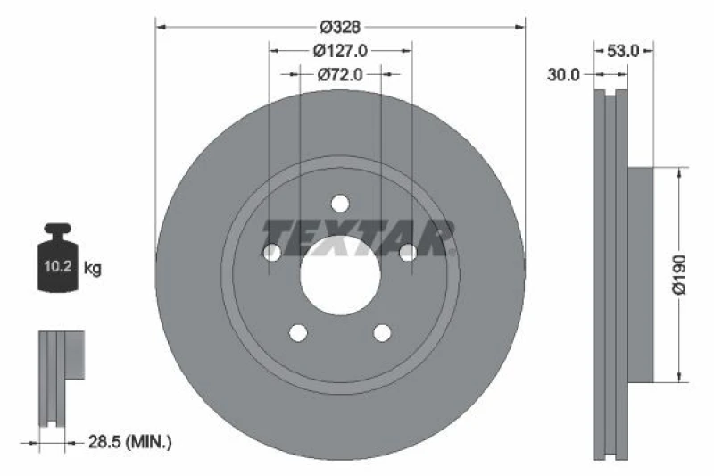 Image of Brake disc TEXTAR 92184505