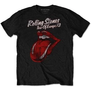 image of The Rolling Stones - 73 Tour Mens Large T-Shirt - Black