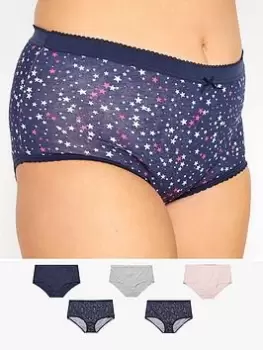 Image of Yours 5 Pack Sparkle Star Full Briefs - Multi, Size 22-24, Women