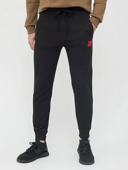 Image of HUGO Doak 212 Red Patch Logo Joggers - Black Size XL Men
