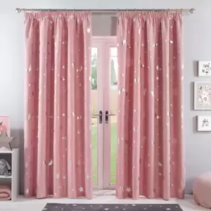 Image of Dreamscene Galaxy Star Pencil Pleat Blackout Pair Curtains Blush - 66" X 90"