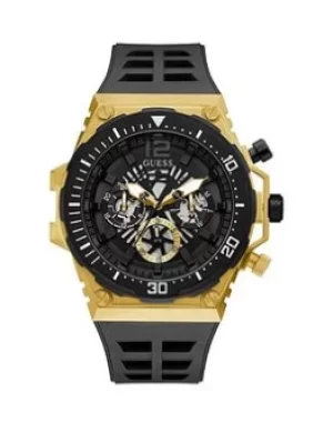 Image of Guess Exposure Silicone Mens Watch, Black, Men