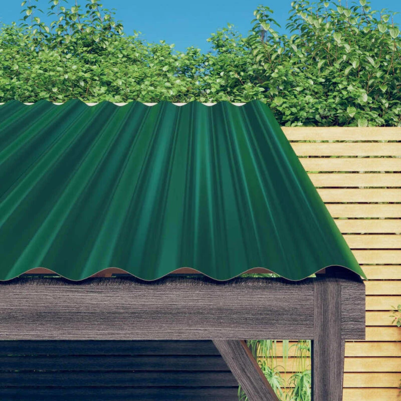 Image of vidaXL Roof Panels 36 pcs Powder-coated Steel Green 60x36 cm, Green 319128
