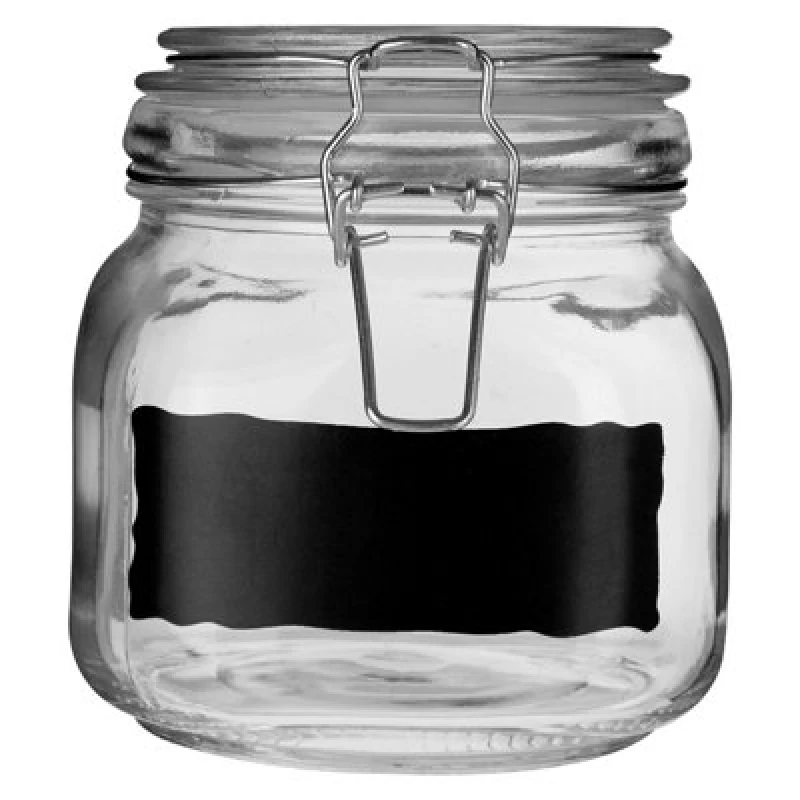 Image of Premier Housewares Glass Chalkboard Small Glass Storage Jar with Clip Top Lid Clear