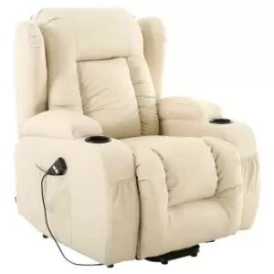 image of Caesar Electric Rise Massage Heated Recliner - Cream