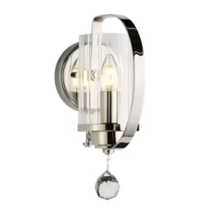 image of Wall Light Sconce Highly Polished Nickel Finish Plated LED E14 60W Bulb