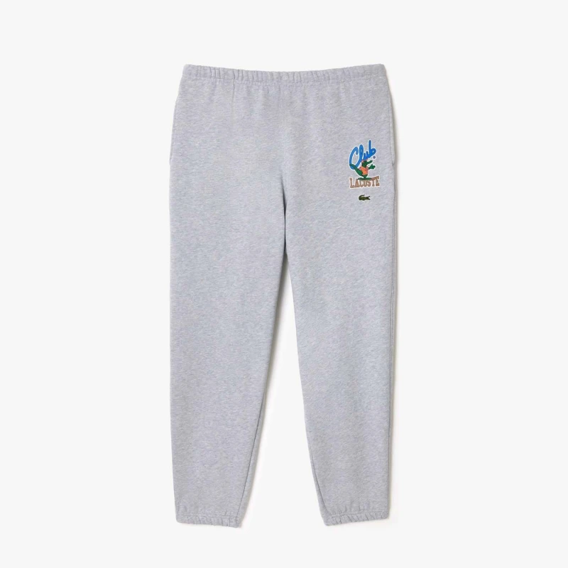 Image of Lacoste Iconic Print Jogger Track Pants - Grey Grey S