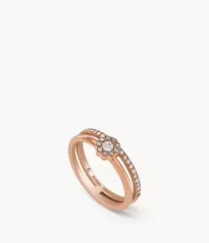 Image of Fossil Women White Mother-of-Pearl Stainless Steel Prestack Ring