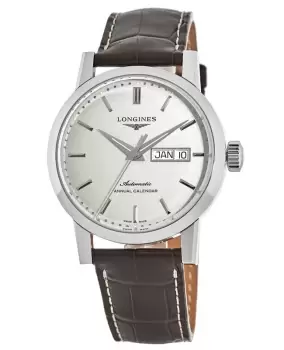 image of Longines Heritage Beige Dial Brown Leather Strap Mens Watch L4.827.4.92.2 L4.827.4.92.2