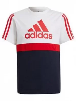 Image of adidas Junior Boys Cb Tee, Black/Red, Size 15-16 Years