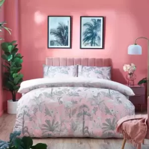 Image of Furn. Colony Palm Double Duvet Cover Set Cotton Pink