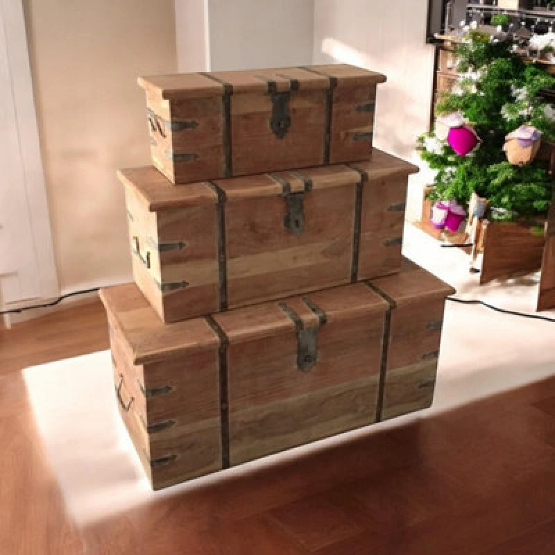 Image of MSL 101cm Set 3 Wooden Chests 9690