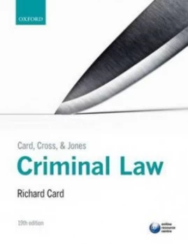Image of Card Cross and Jones Criminal Law by Richard Card Paperback