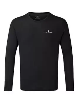 image of Ronhill Core Long Sleeve Running T-Shirt - Black/White, Size L, Men