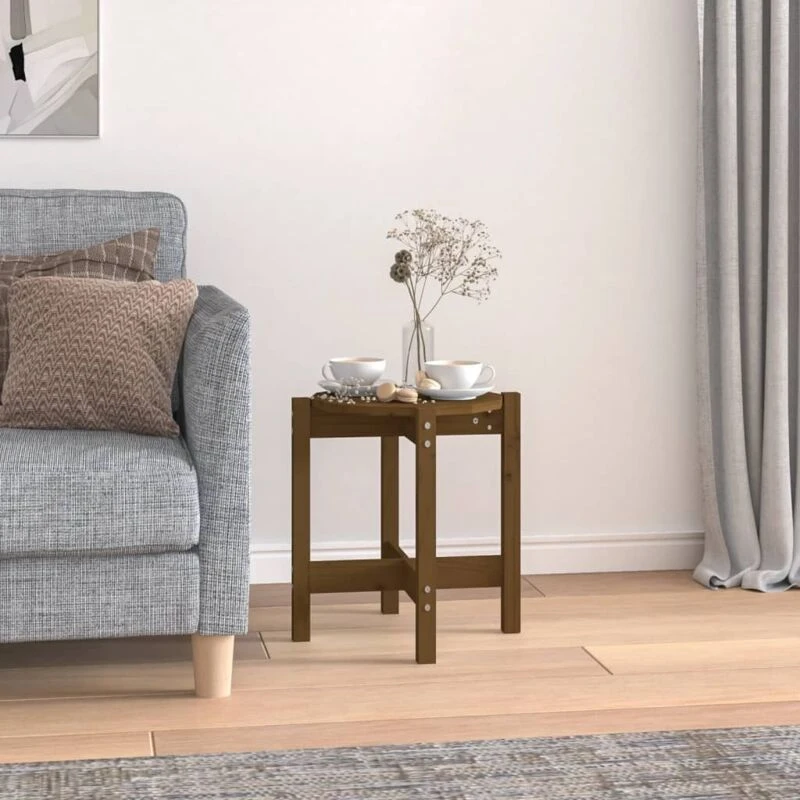 Image of Vidaxl Coffee Table Honey Brown Ø 42.5X45cm Solid Wood Pine, Brown 822315