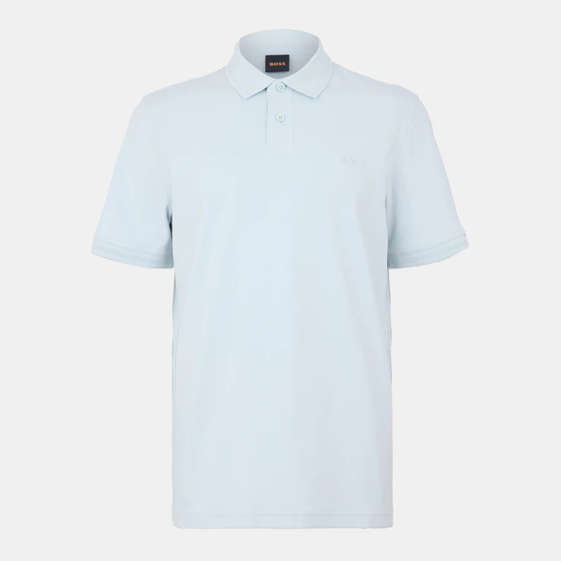 Image of Boss Mens PeInterlock Short-Sleeve Polo Shirt Open Blue male S