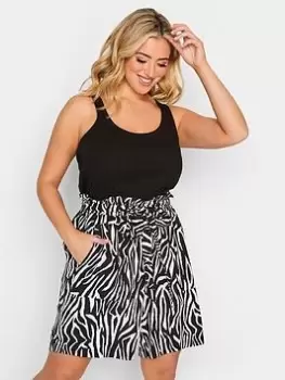 Image of Yours Paperbag Waist Short Zebra, Black, Size 16, Women
