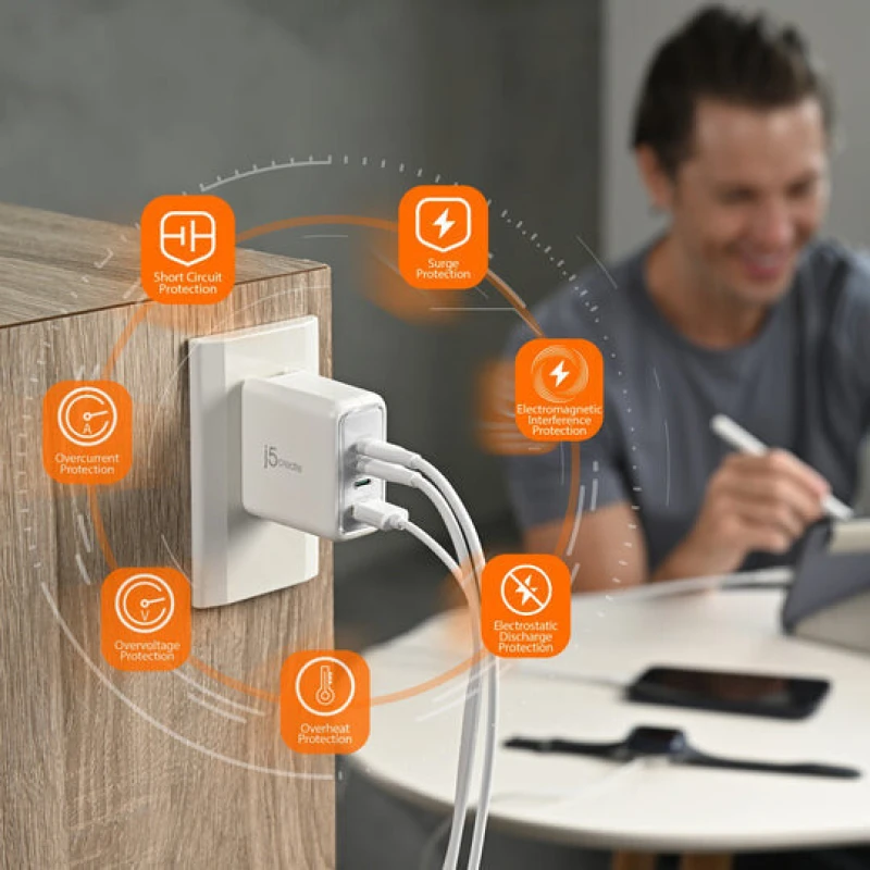 Image of j5 create j5create JUP4370 70W GaN USB-C 4-Port Charger JUP4370EF-N