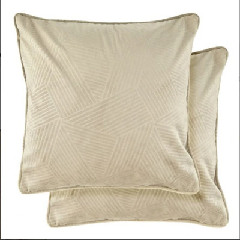 Image of New Edge Blinds Deco Collection Soft Velvet Geometric Cushion Cover in Natural Size: 43cm x 43cm Natural Unisex 43cm x 43 cm