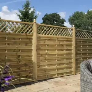 image of Rowlinson Halkin Fence Panel 6' x 5' - 150cm (h) x 180cm (w) x 4cm (d) (3 Pack) in Natural Timber