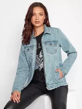 Image of Long Tall Sally Zip Through Denim Jacket - Blue Size 10, Women