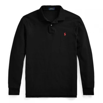 image of Polo Ralph Lauren Custom Slim Fit Long Sleeved Polo Shirt - Black