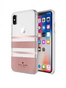 image of Kate Spade New York Kate Spade Protective Hardshell Case For iPhone X Charlotte Stripe Rose Gold