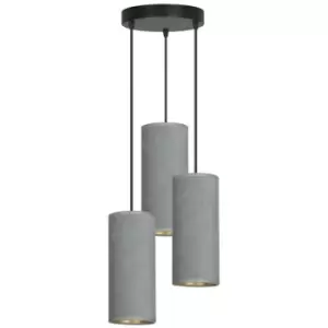 Image of Emibig Bente Black Cluster Pendant Ceiling Light with Gray Fabric Shades, 3x E14