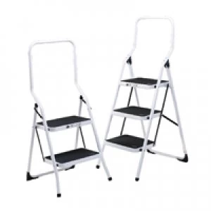 Image of Slingsby Folding Step Stool 2 Tread High Back White Aluminium 321676