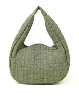 image of Accessorize Seersucker Slouch Shoulder Bag, Green, Women