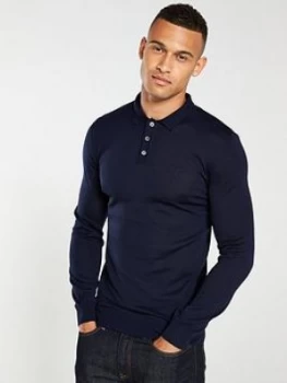 image of Barbour Merino Long Sleeved Polo Shirt - Navy