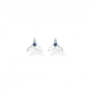 image of Sterling Silver Tail Fin Blue Stones Earrings H2228-644-1